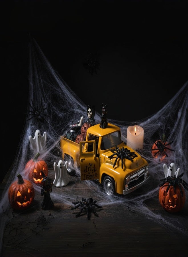 Teeloray Skeletons Halloween Decorations Indoor Vintage Metal Truck with Halloween Miniature Scene Accessories Jack o Lantern Pumpkins Black Cat Ghost Decor Trick or Treat Sign for Home Table Tiered Tray - Image 5